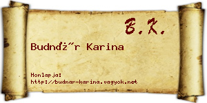 Budnár Karina névjegykártya